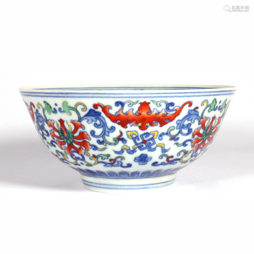 A Chinese Blue and White Doucai Floral Porcelain …