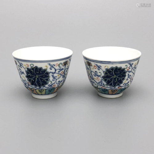 A Pair of Chinese Doucai Lotus Pattern Porcelain …