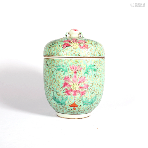 A Chinese viridis Figure Painted Porcelain Jar with