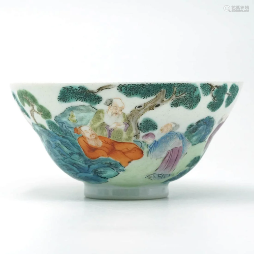 A Chinese Famille Rose immortal Painted Porcelain Bowl