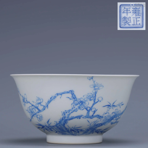 A Chinese Blue Plum Blossom Painted Porcelain Bowl