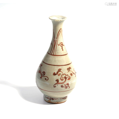 A Chinese Underglazed Red Floral Porcelain Vase