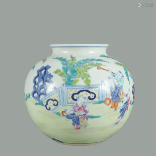 A Chinese Doucai Children Painted Porcelain Jar
