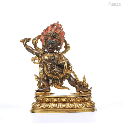 A Chinese Gild Copper Vajra Statue