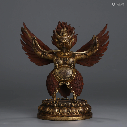 A Chines Gild Copper Statue of