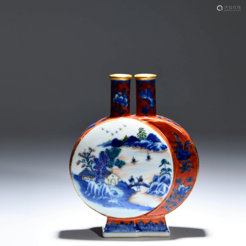 A Chinese Iron Red Blue and White Multi Colored Floral