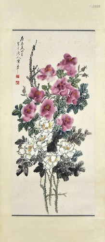 A Chinese Flowers Painting, Chen Banding Mark