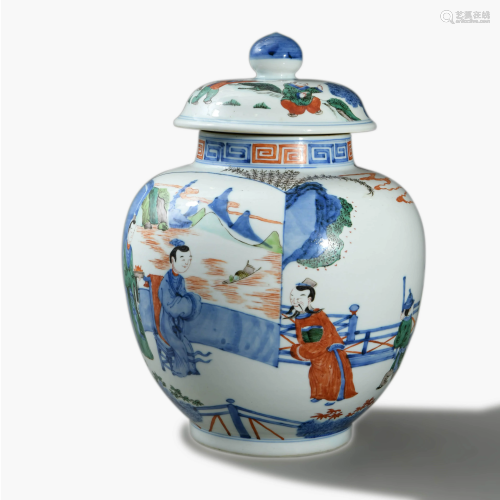 A Chinese Multi Colored Figure Painted Porcelain Jar
