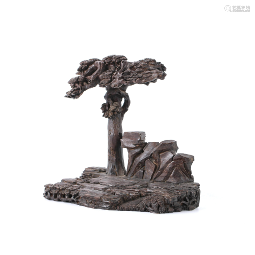 A Chinese Tree Shaped Rosewood Carved Ornament