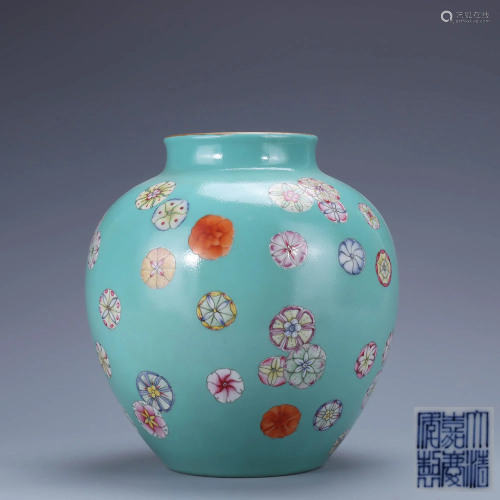 A Chinese Blue Floral Porcelain Jar
