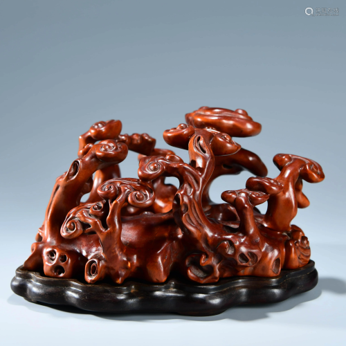 A Chinese Boxwood Carved Lucid Ganoderma Orn…