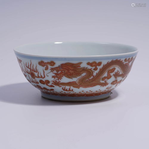 A Chinese Iron Red Dragon Pattern Porcelain Bowl