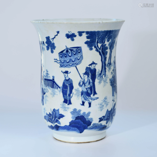 A Chinese Blue and White Figure Painted Porcelain