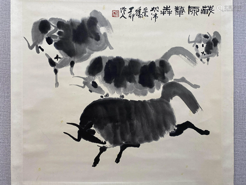 A Chinese Yak Painting, Wu Zuoren Mark