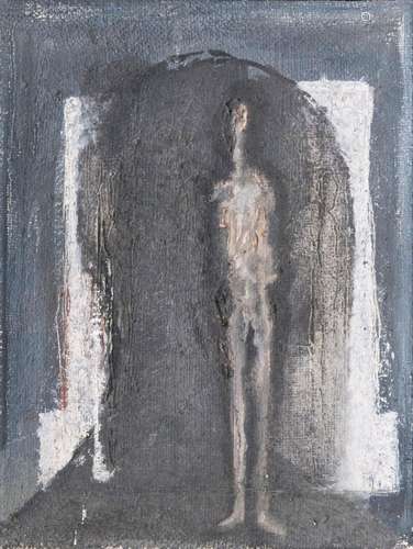 Michael Irmer(1955 - 1996)Figur im Raum1987, Öl/Lw., 40,5 x 30,5 cm, r. u. monogr. MI. - Deutscher