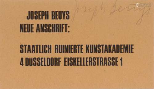 Joseph Beuys(Kleve 1921 - Düsseldorf 1986)Staatlich ruinierte KunstakademieLetterndruck, 12 x 20,5