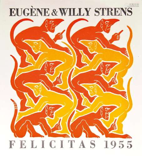 Maurits Cornelis Escher(Leeuwarden 1898 - Hilversum 1972)Konvolut: Eugène & Willy Strens Felicitas