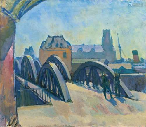 Paul Kayser(Hamburg 1869 - Donaueschingen 1942)Brücke am BaumwallÖl/Lw., 65 x 75 cm, verso Elbhang