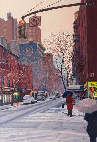 Sonya Sklaroff(Philadelphia 1970)City SnowÖl/Holz, 91,5 x 61 cm, verso sign. Sonya Sklaroff,