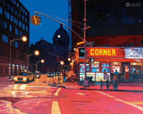 Sonya Sklaroff(Philadelphia 1970)The Corner DeliÖl/Holz, 102 x 127 cm, verso sign. Sonya Sklaroff