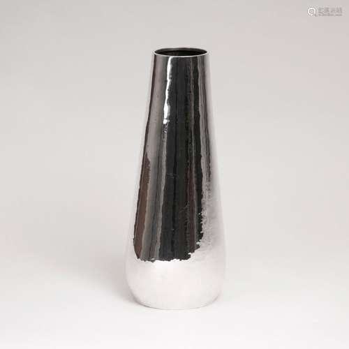 Große, moderne Vase20. Jh. Silber, gest. 'Lale 925 Sterling'. Zylindrische Vase mit Hammerschlag-