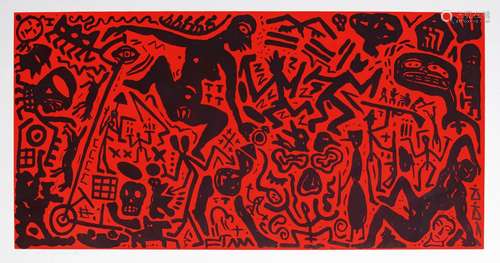 A. R. Penck(Dresden 1939 - Zürich 2017), eigentl. Ralf WinklerOhne Titel1980, Farbaquatinta, 98 x