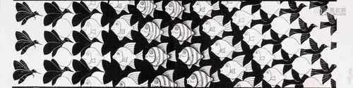 Maurits Cornelis Escher(Leeuwarden 1898 - Hilversum 1972)Motiv aus 'Metamorphose II‘Holzschnitt,