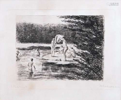 Max Liebermann(Berlin 1847 - Berlin 1935)BadendeRadierung, 14 x 19 cm, r. u. mit Bleistift sign.