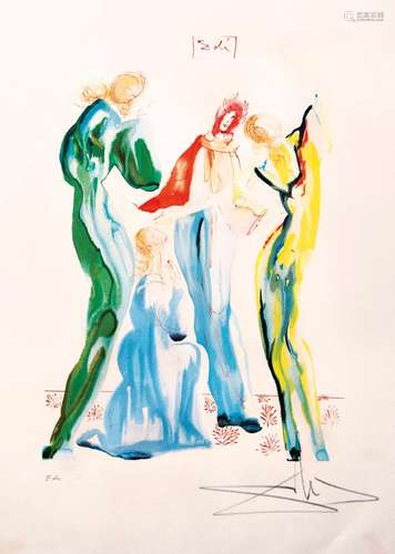 Salvador Dalí(Figueras 1904 - Figueras 1989), nachZwei weibliche FigurenFarboffsetlithographie, 56 x