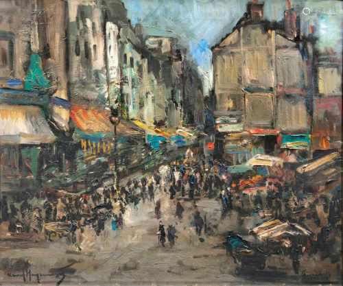 Paul Hagemans(Antwerpen 1884 - Antwerpen 1959)Rue Mouffetard in ParisÖl/Lw., 70 x 80 cm, l. u. sign.