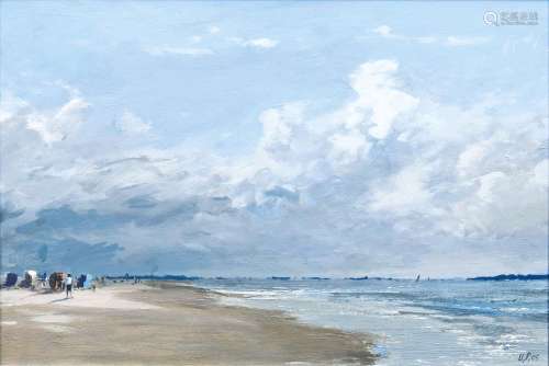 Ulf Petermann(Brunsbüttel 1950)Strand bei UtersumÖlKarton, 29 x 42,5 cm, r. u. monogr. und dat. U.