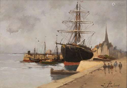 Eugène Galien-Laloue(Paris 1854 - Cherence 1941)Hafen in der NormandieÖl/Holz, 16 x 22 cm, r. u.