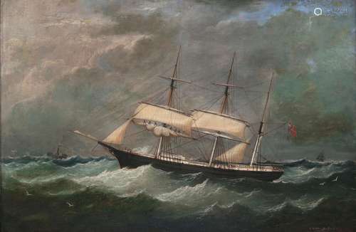 Joseph Sempill(1830 - 1877), Irischer MarinemalerEin norwegischer Dreimaster im SturmÖl/Papier/