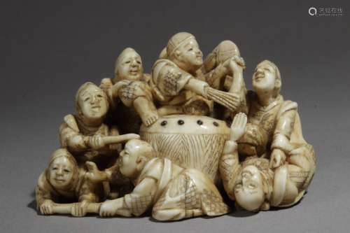 A Japanese netsuke from Meiji period circa 1860-1890. Signed Gyokuzan