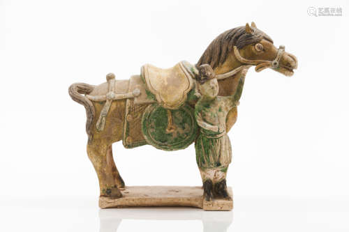 A sancai glazed horse and rider