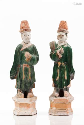 A set of two sancai glazed tomb figures