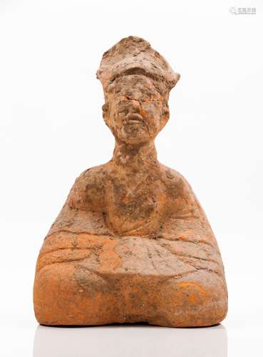 A Sichuan terracotta sculpture of a seated figure