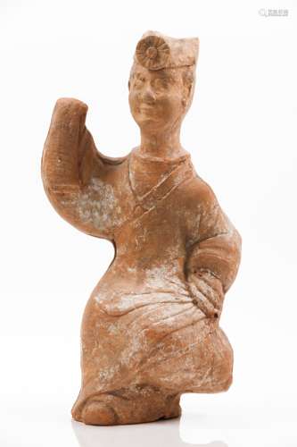 A Sichuan terracotta sculpture of a dancing lady