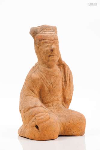 A Sichuan terracotta sculpture of a seated figure