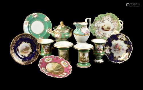 A miscellaneous selection of mostly English rococo revival and later porcelain