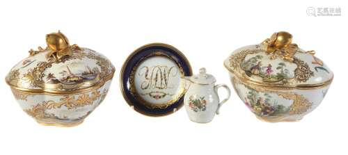 A group of Meissen and Dresden porcelains