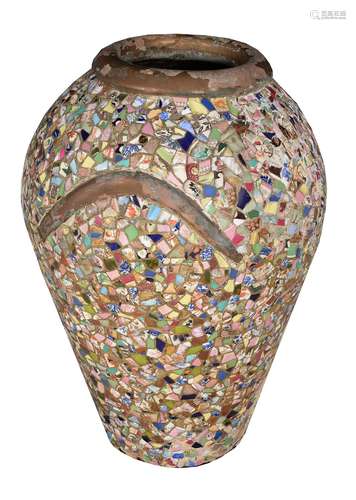 A large pottery and mosaic pot