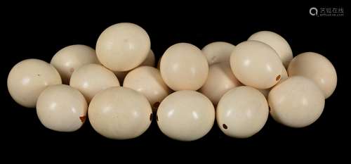 A collection of nineteen ostrich eggs