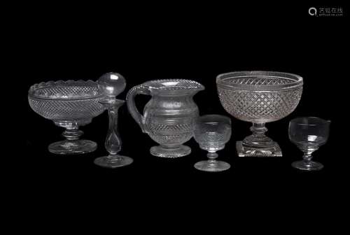 A selection of mostly cut glass