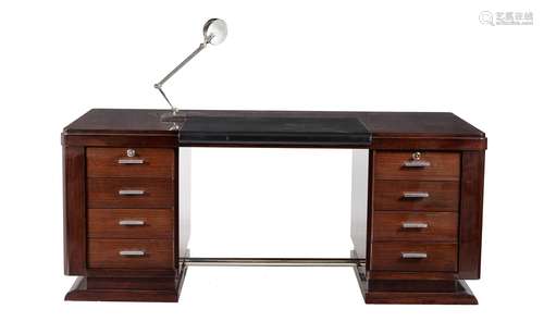 Y An Art Deco rosewood veneered twin pedestal desk