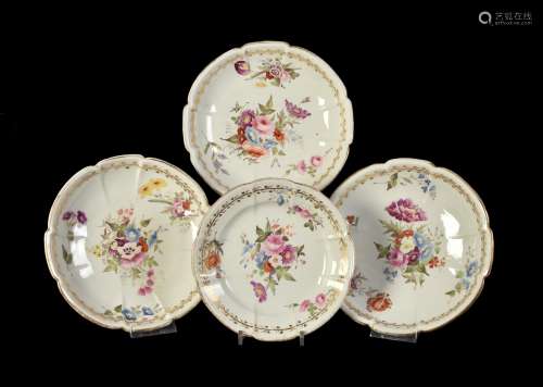 Four various Swansea porcelain 'cruxiform' plates