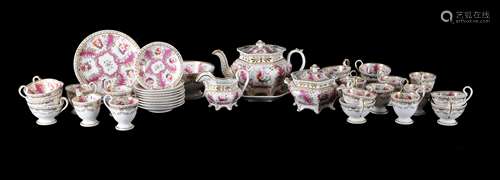 A Ridgway porcelain rococo revival part tea service