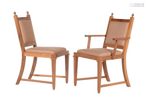 David Linley, a set of eighteen solid English walnut dining chairs