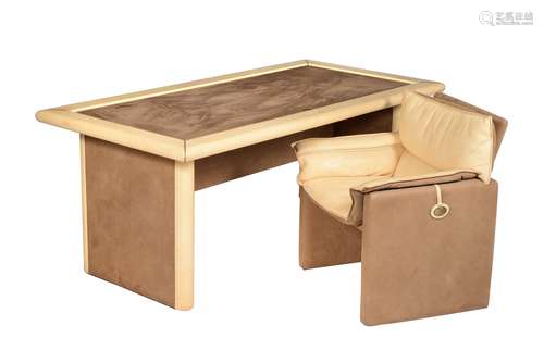 Redwall Linea Safari, a leather and suede covered desk