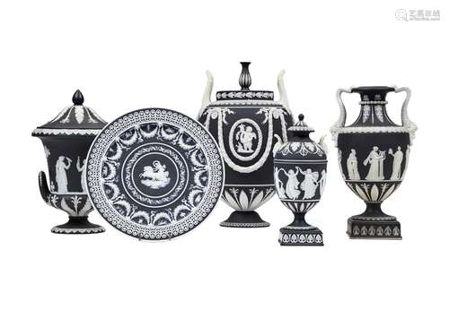 A selection of Wedgwood black-dip Jasper